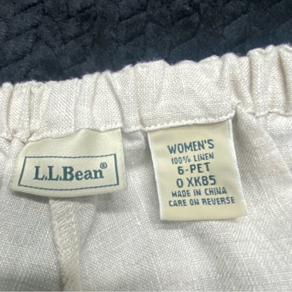 L.L. Bean Women’s Linen Pants 6P Tan Button/Zip Front Elastic Back OFFICE CHURCH - Picture 3 of 11